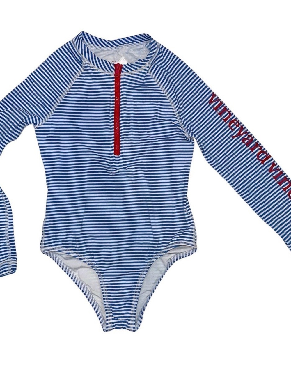 Vineyard Vines Performance Rash Guard Swimsuit Nautical Red White Blue (XS -5/6)